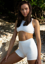 Ribbed Bike Short in Ivory