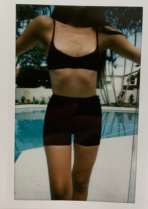 Ribbed Bike Short in Black